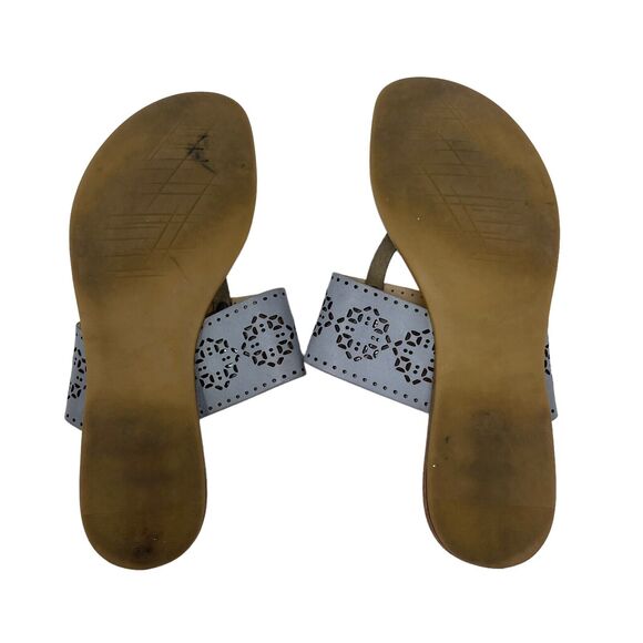 Barbara Barbieri Blue Leather Thong Sandals Preppy Vacation Cruise Womens 6.5 - Picture 5 of 7